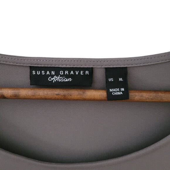 Susan Graver Artisan Asymmetrical Tunic Womens Size 1X Rhinestone Embellished - Picture 3 of 8